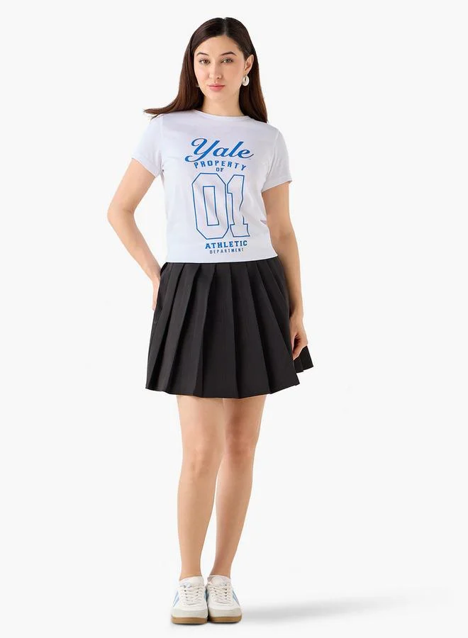 SP Characters Cotton T-shirt with Yale University Print